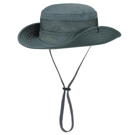 PONCEAU UPF 50+ Unisex Kids Sun hat for Girls Boys Breathable Wide Brim Bucket hat with Adjustable Straw Summer Outdoor Fishing Boonie hat Dark Gray