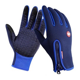 Ytuomzi Winter Gloves Touch Screen Warm Gloves Cold Weather Windproof Cycling Driving Riding Bike Telefingers Thermal Gloves Non-Slip Silicone Gel Adjustable Full Finger Mittens (Blue, Medium)