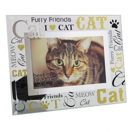 Best of Breed BB248 Glass Photo Frame 3D Words 6x4 - Cat, Gold