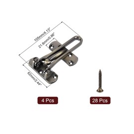 sourcing map 4Pcs Swing Bar Door Lock Zinc Alloy Door Safety Latch Security Door Buckle with Screws for Home Hotel Apartment, Bronze