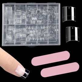 Pack of 240 False Fingernails for Sticking, 10 Sizes, Transparent Square Nail Clay with Storage Box, Soft Nail Tips Tips for Women, DIY Nail Art Set
