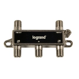 Legrand - OnQ 4 Way Cable Splitter, Coaxial Cable Splitter for Home Office or Theater, Signal Splitter for MoCA-Capable Networks, VoIP and DOCSIS 3.0 Networks, Black, VM2204V1