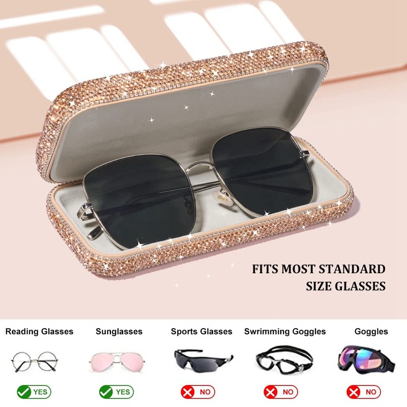 Blueshyhall Sunglasses Case Hard Case Glitter Bling Glasses Case with