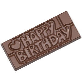 Chocolate World CW12010 Happy Birthday Polycarbonate Candy Mold with 4 Cavities, Each 50mm x 118mm x 8mm High