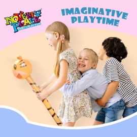 Novelty Place 6Pcs Inflatable Animals Stick Jungle Safari Animal Balloons Stick Blow Up Toys