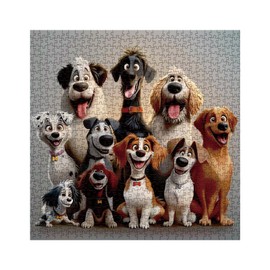 Cute Puppy Puzzle for Adults 1000 Pieces, Dog Cartoon Jigsaw Puzzle Golden Retriever, Animal Labradoodle Golden Doodle Doberman Puzzle