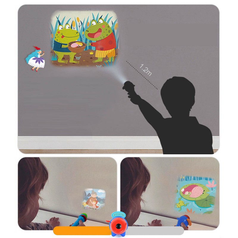 Mini Sleeping Story Telling Flashlight Projector Torch Educational Child Kid