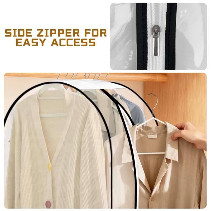 3 Pack 10" Gusseted Garment Bags for Hanging Clothes, 40"