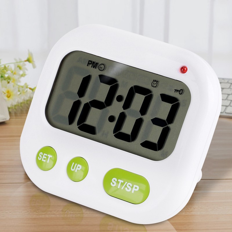 Music/Vibration Digital LCD Alarm Clock Electronic Kitchen Timer with Backlight