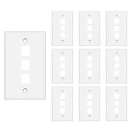 HTTX 3 Port Keystone Wall Plate 10-Pack, Wall Plates for RJ45 Keystone Jack and Modular Inserts, White