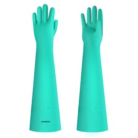 AUTSEEYS Aquarium Gloves for Fish Tank Maintenance,Shoulder Length Waterproof Long Rubber Hands Protector for Fish Aquarium Water Change Cleaner Dog Cat Bath and Kitchen,Large