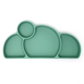 PrimaStella Silicone baby & toddler plate, baby led weaning supplies - Easy-reach design for self-feeding (Green)