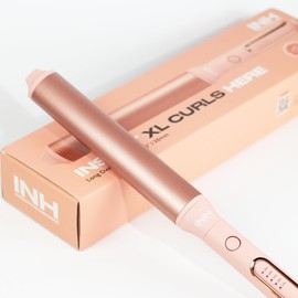 INH Curling Wand for Long Hair - 8" Extra Long Barrel Curling Iron for Loose Curls & Hollywood Waves, XL Oval Wand Deluxe, No Clamp Curling Iron 1 1/2 Inch for Blowout Volume, Dual Voltage Curler