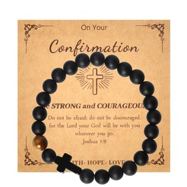 Confirmation Gifts for Men Teenage Boys Rosary Cross Beaded Bracelets for Men Male Friends Grandson Christian Gifts for Men Faith Inspirational Catholic Religious Gifts for Baptism Christmas Birthday