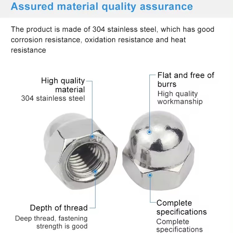 10 Pcs Acorn Cap Nuts, M12 Stainless Steel Hex Dome