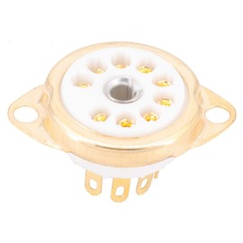 Ahvqevn 10pcs Ceramic B9A Gold Plated 9 Pin Vacuum Tube Socket Panel Chassis Mount for ECC81 ECC82 ECC83 EL84 6922 Vacuum Tube
