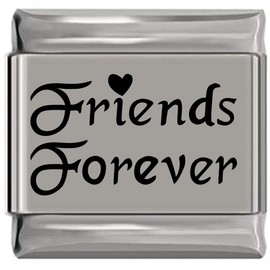 NewCharms Friends Forever with Heart Laser Engraved Italian Charm (9mm Standard Size)