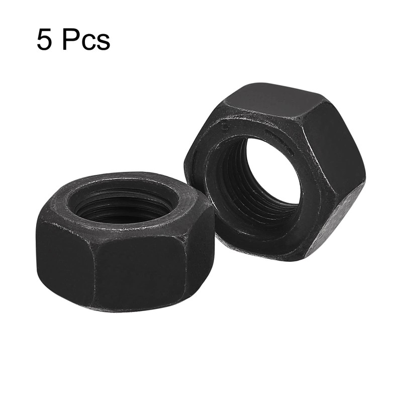 sourcing map 9/16-18 Hex Nuts, Carbon Steel Grade 8.8 Black