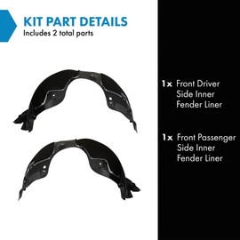 TRQ TRQ Front Inner Fender Liner Set Compatible with 2013-2016 Hyundai Santa Fe HY1248129 HY1249129