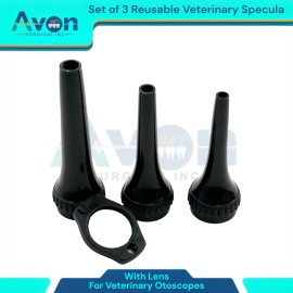 Avon Surgical Veterinary Otoscope Specula & Lens - 3pcs Specula. 1pc Lens - Animal Examination