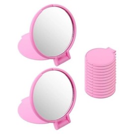 10 Pcs Pink Mini Folding Round Compact Mirror for Purse, Vintage Portable Pocket Mirror Travel Makeup Mirror for Women Daily Use