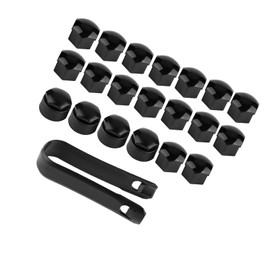 Car Wheel Nut Protection Cover Cap Anti-Theft 20pcs 17mm Screw Rim Dust Protect (Black)