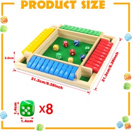 Hmfmdy Shut The Box Game, 2-4 Wooden Board Game Shut The Box Game Dice Game, Classic Table Games Family, The Popular Dice Game, Maths Games for Children and Adults - A