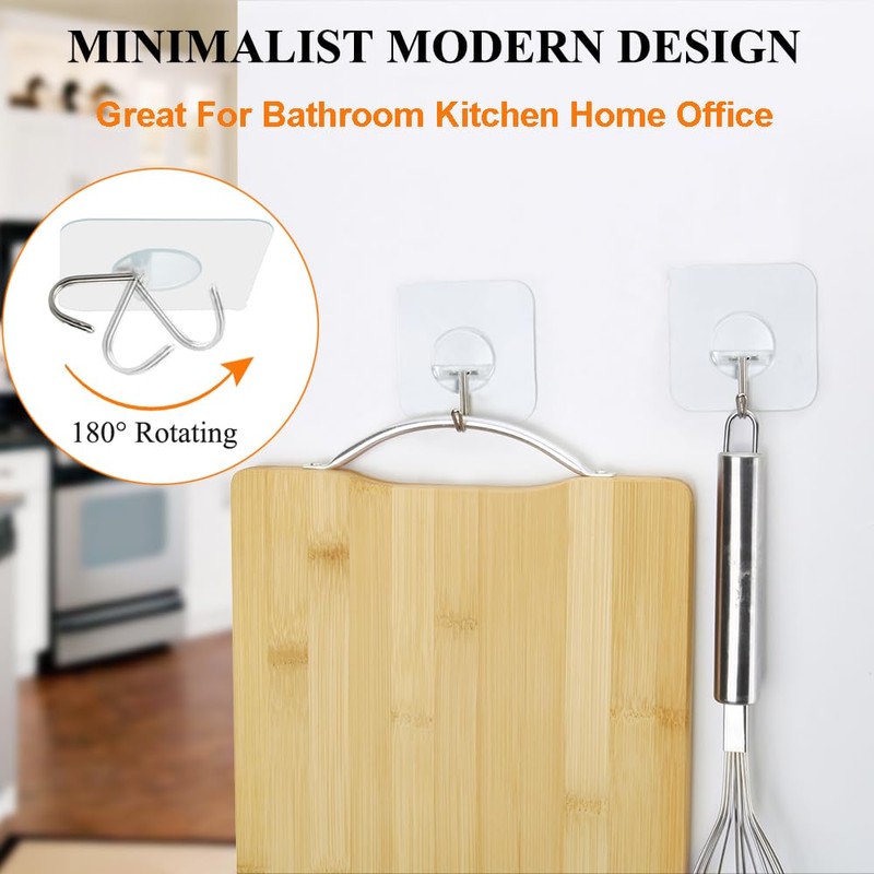 FOTYRIG Adhesive Hooks Heavy Duty Wall Sticky Hooks for Hanging