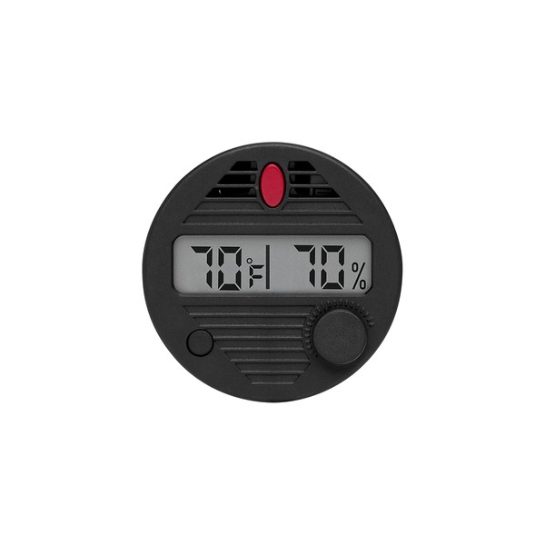 Quality Importers Trading HygroSet II Round Digital Hygrometer for Humidors, 10-Second Refresh Rate, Battery Included, 2% Humidity and 1% Temperature Accuracy for Cigar Humidors