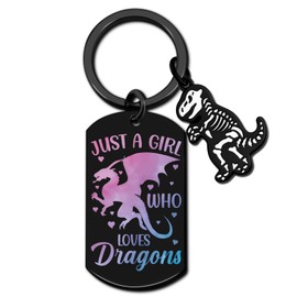 VIESUJI Dragon Keychain Dragon Gifts For Women Girls Christmas Graduation Birthday Gifts For Daughter Friend Sister Animal Lovers Just A Girl Who Loves Dragons