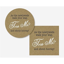 Toss Me at the Newlyweds Confetti Bird Seed Kraft Wedding Favor Stickers (#287-2-KR)