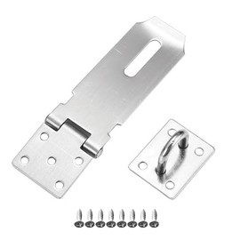 4 Inch Hasp and Staple, Door Latch Gate Lock Heavy Duty Shed Lock, Stainless Steel Door Padlock Hasp Latch Hinge Padlock Catch Door Clasp Latch Security Hasp for Window Cabinet Pet Cage Crate