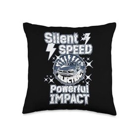 SILENT SPEED POWERFUL IMPACT electric car driver design Throw Pillow