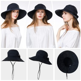 Comhats - Sombrero de verano de algodón para mujer, tamaño extragrande, tamaño XL/XXL, para verano, protección UV, ala ancha, jardinería, playa, marino, X-Large