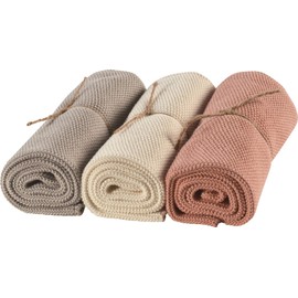 Sander Kitchen Friends Tea Towel Pack of 3 Cotton Apricot Grey Natural Size 40 x 60 cm