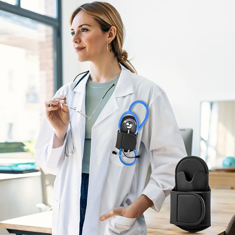 Loyanger Stethoscope Holder Clip, PU Leather Stethoscope Holster Clips Holder