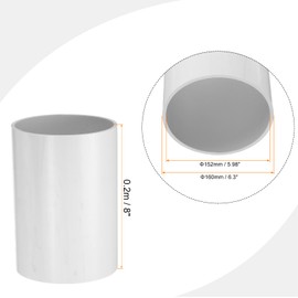 sourcing map 6.3 Inch PVC Rigid Tube Round Pipe Tubing Hardware Tubing 152mm ID 160mm OD 20cm/8" Length White High Impact for Water Pipe, Crafts