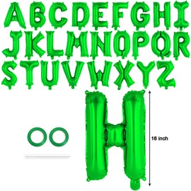 26 Pcs Green Letter Balloons,16 Inch Foil Alphabet Letter Balloons,Letter A-Z Balloons Banner Custom Phrase Balloons for Birthday Party Wedding Anniversary Decoration (Green)