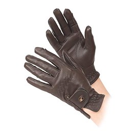 Shires Aubrion Ladies Leather Horse Riding Gloves in Brown Medium, Brown