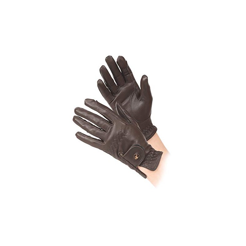 Shires Aubrion Ladies Leather Horse Riding Gloves in Brown Medium,