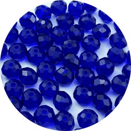 YUEXIGO 60pcs 10mm Crystal Glass Beads for Jewelry Making, Faceted Crystal Beads Rondelle Glass Spacer Beads for Wind Chimes Bracelet Earring Necklace DIY Craft(Dark Blue)