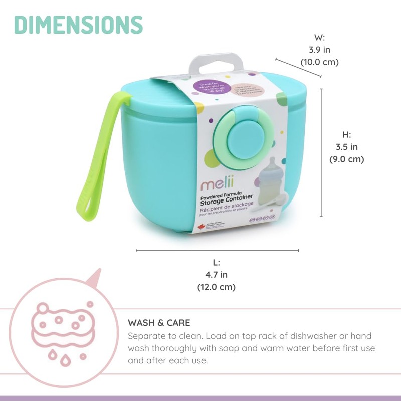 melii Baby Formula Storage Container with Integrated Scoop, Airtight, Leakproof,