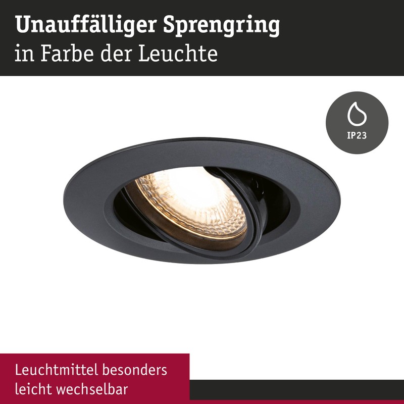 Paulmann 92111 Recessed Light Set of 3 Swivelling Round 90