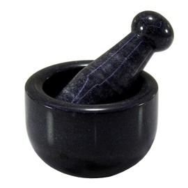 KLEO 3" Diameter Black Natural Stone Mortar and Pestle Set Spices, Pill Grinder Masher - Small Size
