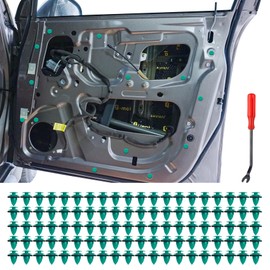 Rebvugr 90467-10188 100PCS Door Panel Clip, Retainer Clip with 1Pcs Plastic Fastener Remover, Retainer Clip Trim Bumper Push Fastener, Automotive Clip Fit for Chrysler Cirrus Jeep Dodge (90467-10188)