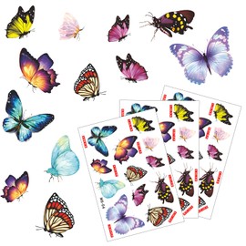 Cosswe Pack of 36 Bicycle Stickers for Children's Bikes, Colourful Butterfly Stickers, Wheelie Bin Stickers, Waterproof Bicycle Stickers for Car, Scooter, Suitcase, DIY