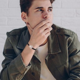 JewelryWe Satanic Leviathan Cross Bracelet: Unisex Baphomet Satan Symbol Braided Bracelet Adjustable Amulet Pagan Jewelry Gift for Men Women