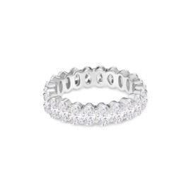 NYC Sterling Women's .925 Silver Cubic Zirconia 5x3mm Oval-Cut Eternity Band Ring (sterling-silver, 7)