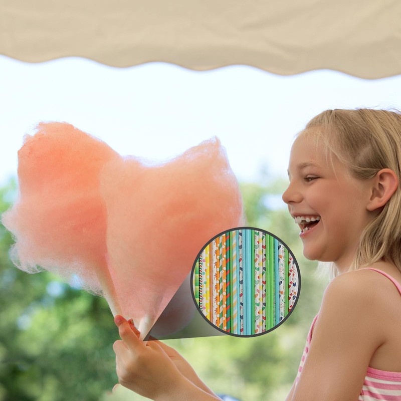 100 Pcs Candy Floss Sticks, 28cm Cotton Candy Paper Sticks,
