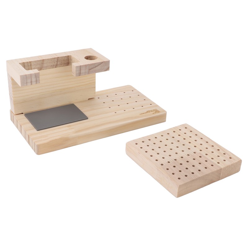 Wooden Nail Drill Stand Organizer with 81 Holes Drill Bits